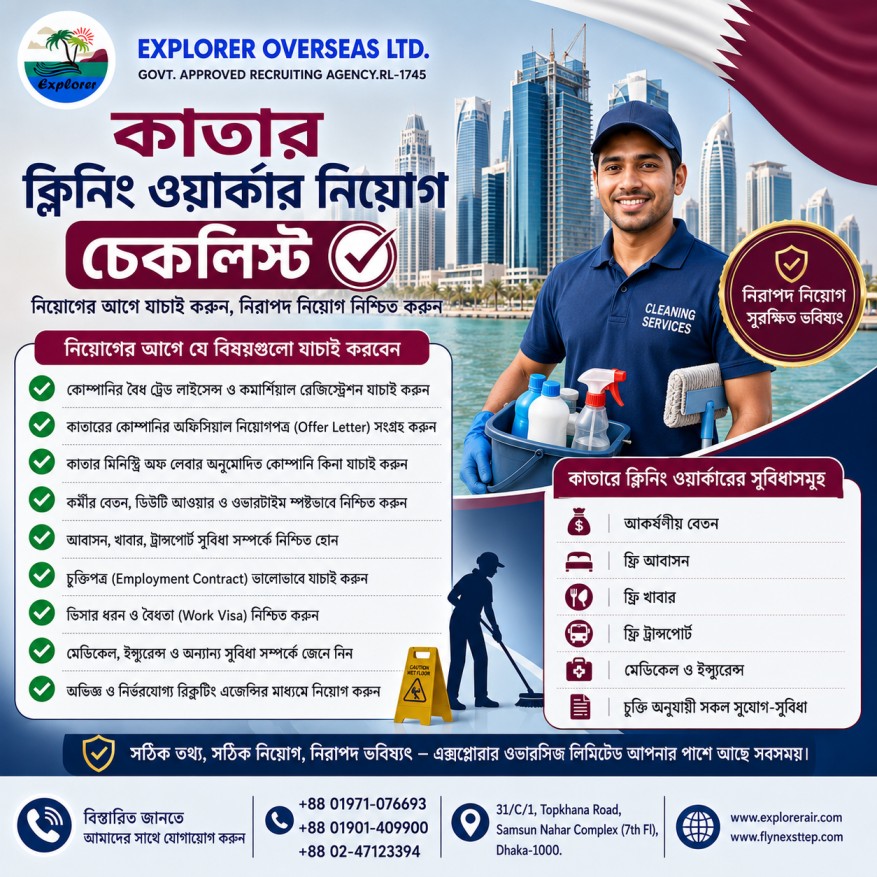Qatar cleaning workers from Bangladesh: a complete company hiring checklist - Explorer Overseas Ltd