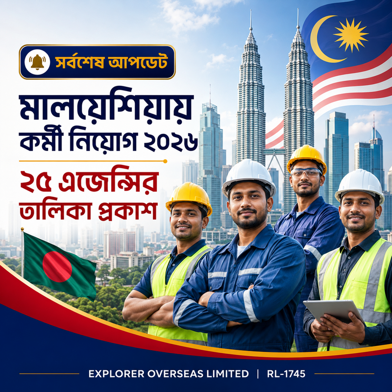 মালয়েশিয়ায় কর্মী নিয়োগ ২০২৬: বাংলাদেশি ২৫ এজেন্সির তালিকা প্রকাশ - Explorer Overseas Ltd
